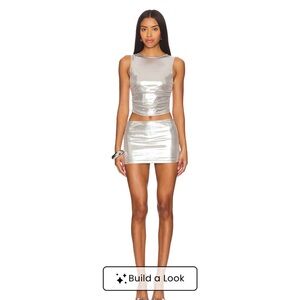 Silver Metallic Two-Piece Set